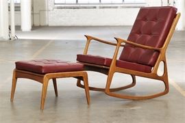 Classic Mid Century Modern Design In A Rocker With Ottoman