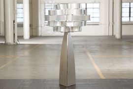 Danish Mid Century Modern Geome Trica Lamp With Metal Woven Shade