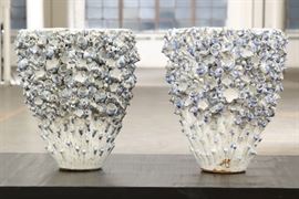 Substantial Glazed Terracotta Floor Vases