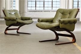 Pair Of Mid Century Modern Norwegian Lounge Chairs Oddvin 