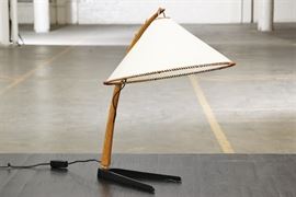 Mid Century Modern Adjustable Height Lamp With Fiberglass Shade