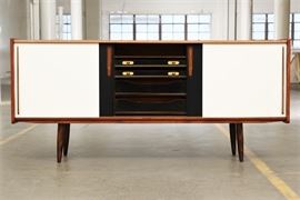 Mid Century Danish Modern Sideboard With Saddle Shoe Front