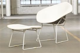 Harry Bertoia For Knoll Original Diamond Chair With Ottoman