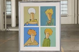 Group Of Four Signed Modern Oils On Paper- Female Portraits