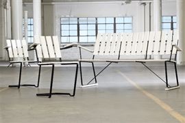 Vintage Three Piece Wood Porch Set In White Paint