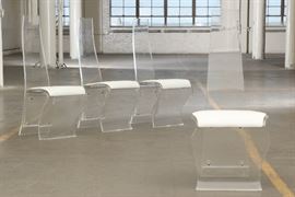 Hill Manufacturing Four Heavy High Back Lucite Chairs