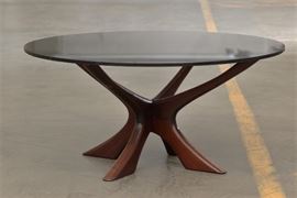 Mid Century Modern Smokey Glass Cocktail Table