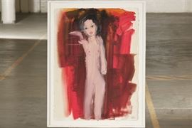 Modern Watercolor And Gouache On Paper- Standing Female Nude