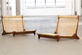 Two Low Lounge Chairs In The Manner Of Hans Olsen