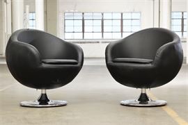 Pair Of Vintage Tub Back Swivel Armchairs