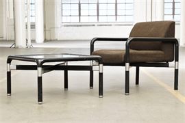 German Mid Century Modern Armchair And Ottoman/Table