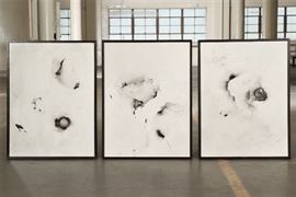 Gilles Trillard Contemporary Triptych- Black And White Ink 