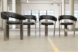 Set Of Four Italian Mid Century Modern Style Chairs, Circa 1980's