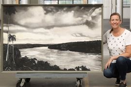 Modern Oil On Canvas- Tropical Landscape On The Sea