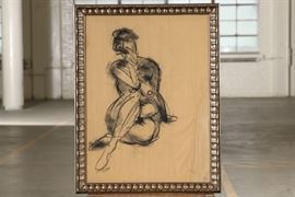 Charcoal Drawing- Seated Female Nude