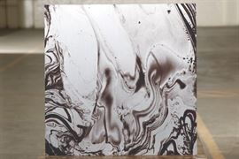 D. Wicki Contemporaty Print On Plexiglass- Brown Swirls On Silver Ground