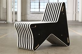 Mid Century Modern Black And White Concentric Plywood Chair