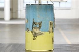 Contemporary Reverse Paint & Decoupage Lamp With Shade - Artist Signed