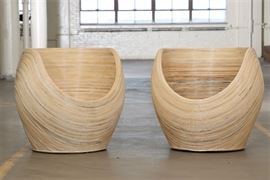 Pair Of Ridge Rattan Tub Chairs #1