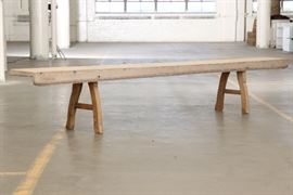 Long And Heavy Bench On A-Frame Supports - 10 1/2 Feet!