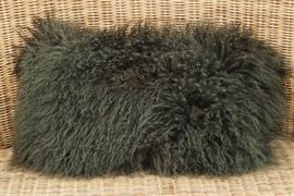 Mongolian Lamb Fur Pillow With Mohair Back