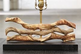 Carved Wood Sculpture Mounted As A Lamp