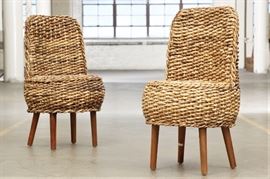 Pair Of Round Balinese Seagrass Chairs