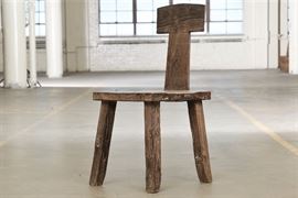 A Solid Heavy Hardwood "T" Back Chair