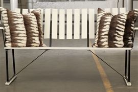 Slightly Lighter Pair Of Custom Fur And Suede Pillows With Down Inserts