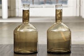 Pair Of Two-tone Hand-blown Glass Vessels