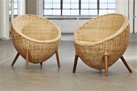 Pair Of Custom Pillows In Linen And Embossed Vinyl