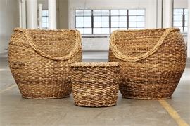 Balinese Seagrass Tub Form Chairs And Table