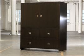 Fine Quality Ebonized Campaign Style Cabinet