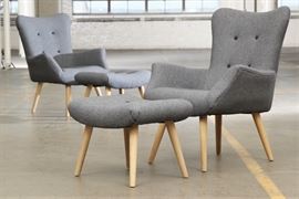 Pair Of Belham Living Matthias Mid-Century Style Modern Chair & 