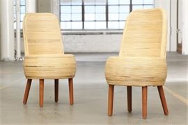 Pair Of Balinese Ridge Rattan Chairs