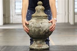 Footed Terra Cotta Lidded Jar