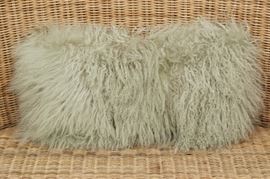 Mongolian Lamb Fur Custom Pillow In Pale Green