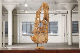 Large Driftwood Wood Sculpture Mounted On Steel