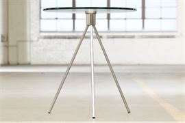 Round Tripod Side Table With Tempered Glass Top