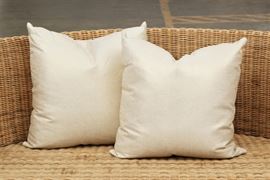 Pair Of Custom Gold Metallic On Cream Pillows With Down Inserts