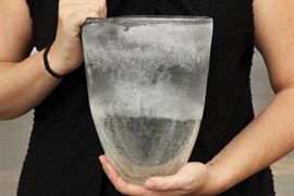 Oval Crackle Art Glass Vase