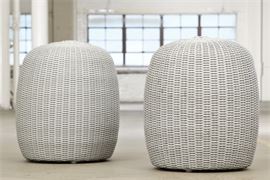 Two Grey Woven Cording Benches