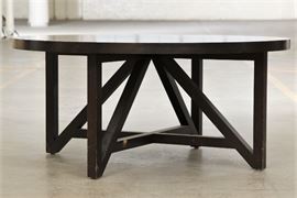 Ebonized Round Table With Geometric Configured Base