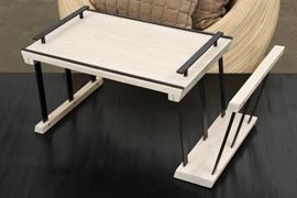 Heavy Bronze And White Wash Oak Tray Table