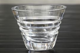 Orrefors Heavy Oval Ridged Crystal Bowl