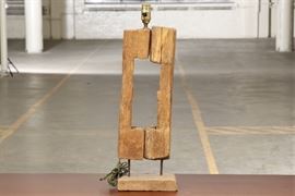 Drift Wood Sculpture Mounted As A Lamp