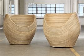 Pair Of Ridge Rattan Tub Chairs #4