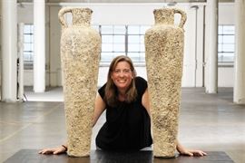 Pair Of Faux Lichen Encrusted Cement Jugs #2