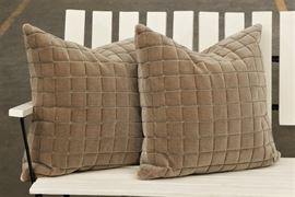 Custom Pair Of Grid Embossed Pattern Velvet Pillows With Down Inserts
