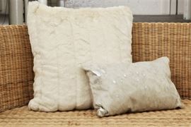 Small French Pillow Of Painted Horse Hair With Linen Back And Larger 